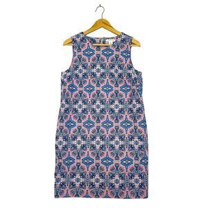 TABITHA WEBB Shift Dress Multicolor Paisley Cotton Blend Sleeveless Pockets Sz 8